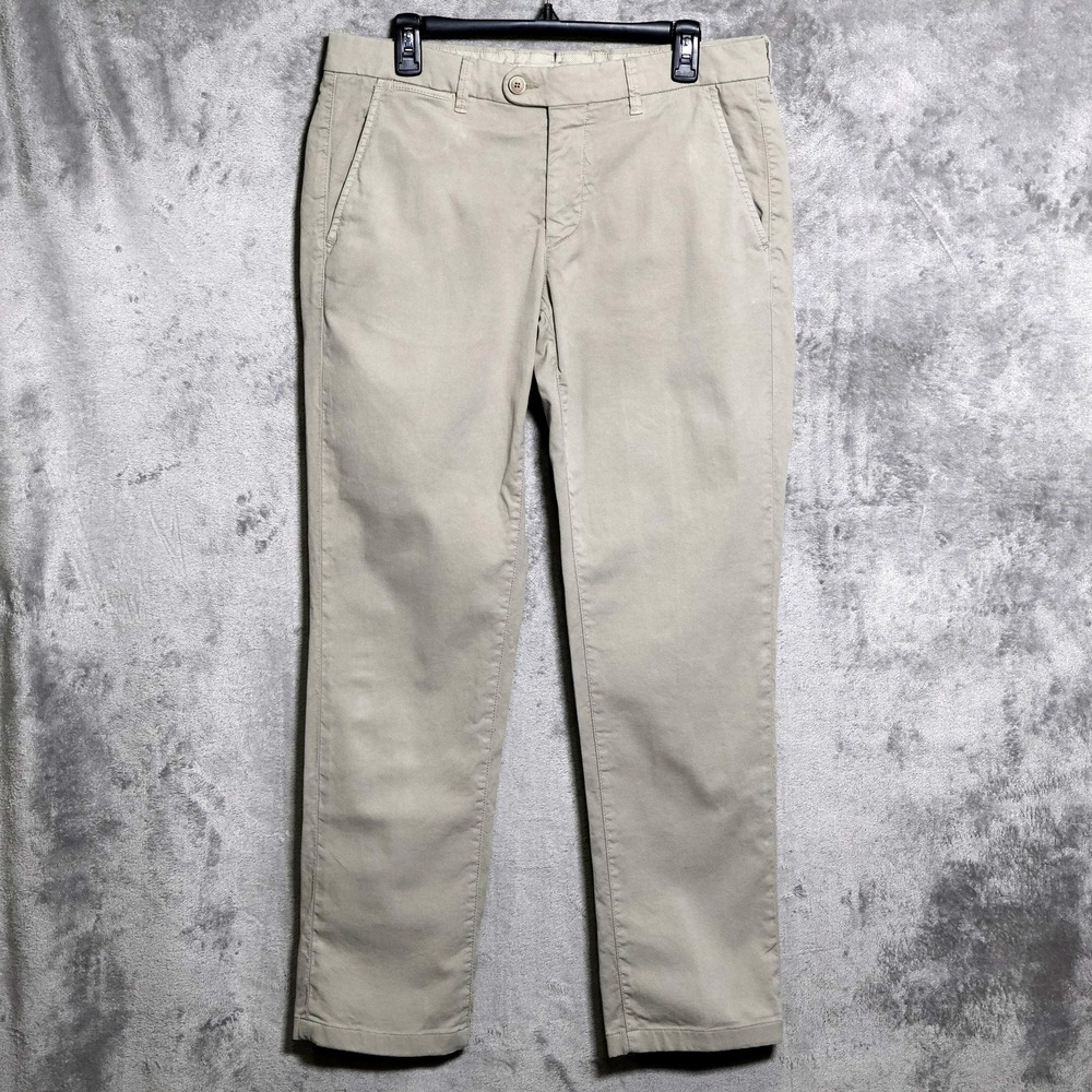 Corneliani Pants Mens 35x31.5 Beige Chino Slim Stretch Preppy Made In Italy